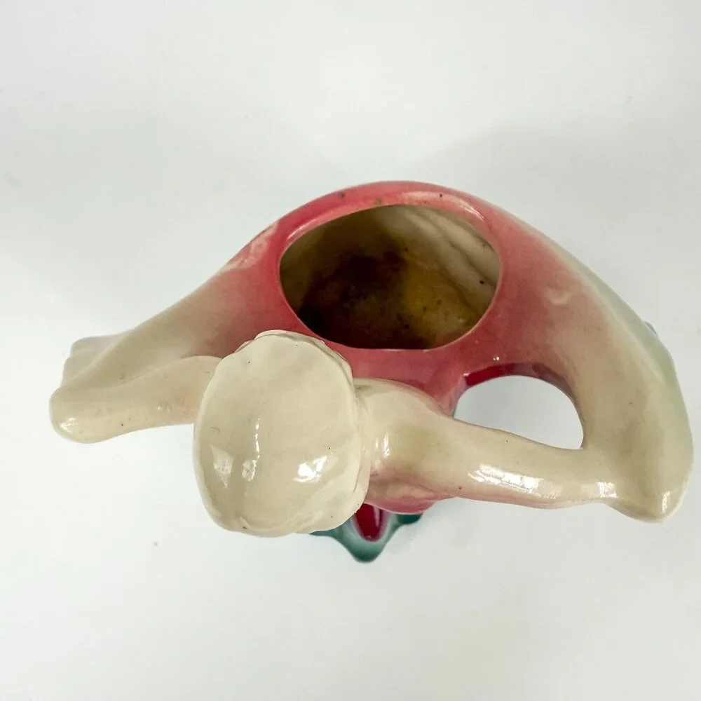 Shawnee Dancing Girl Planter Figurine Teal Blue Maroon Red Gradient Ceramic